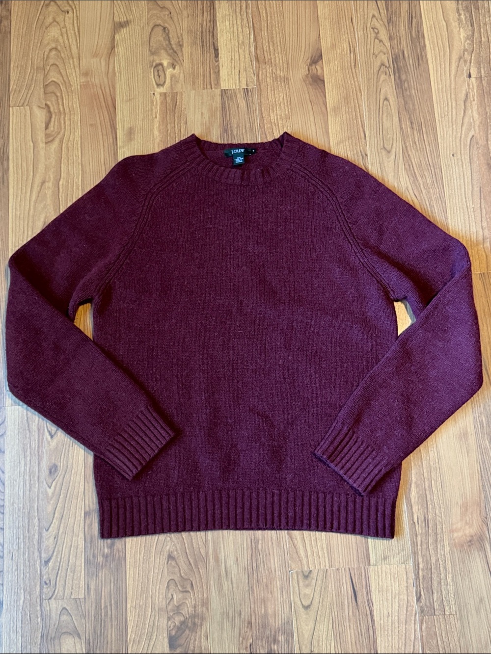 J.CREW Men's Burgundy Lambswool Knit Crewneck Pullover Sweater Ribbed M